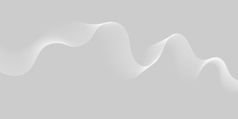 Abstract white wave dynamic curve lines on gray background. Energy technology concept modern backdrop design for business, presentation, banner.
