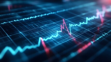 Close up Photograph of an Electrocardiogram EKG Graph Showing a Clear Rhythmic Heartbeat Pattern with Distinct Peaks and Troughs Represented on a Grid