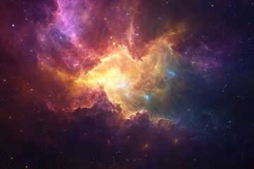 Cosmic Nebula with Glowing Gas and Stars