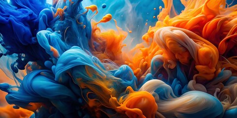 Naklejka premium Abstract Blue and Orange Art Composition Featuring Dynamic Shapes and Vivid Color Contrasts