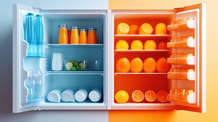 Organized Refrigerators Before and After Comparison