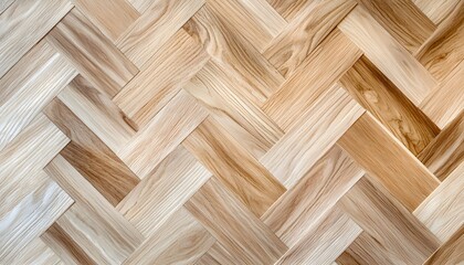 Intricate herringbone wood texture, light-colored planks, stylish and contemporary pattern for interior design concepts