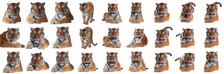 Diverse Tiger Collection on Transparent Background
