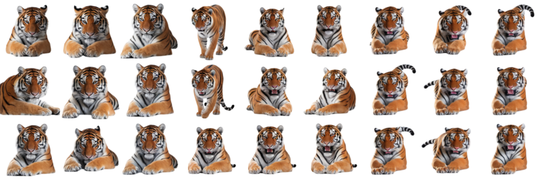 Diverse Tiger Collection on Transparent Background - Powered by Adobe