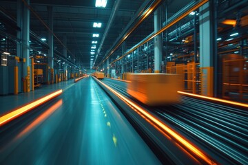 Fototapeta premium Conveyor Belt System in a Modern Factory