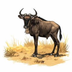 Naklejka premium Majestic wildebeest standing in the savanna