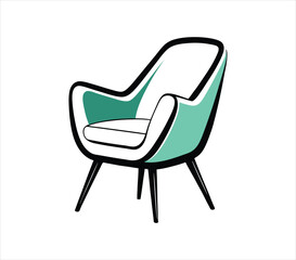 Chair editable vector illustration on white background. chair Line art, clip art, Office Chair, modern chair