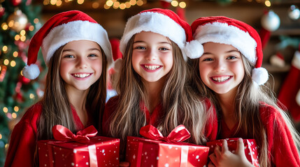 クリスマスプレゼントを持つサンタガール達