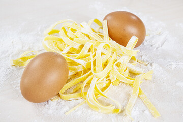 tagliatelle with eggs and flour