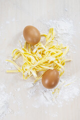 tagliatelle with eggs and flour