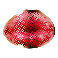 Sexy red lips sticker halftone