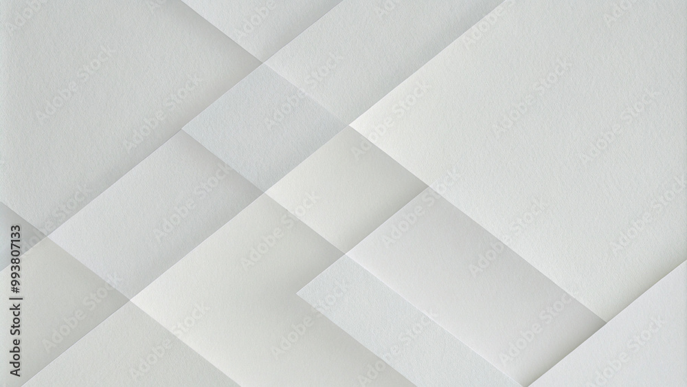 Wall mural abstract white background with texture pattern, layered geometric triangle shapes, white and grey gl