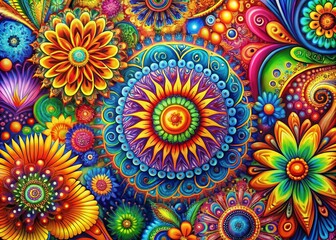 Fototapeta premium Abstract Psychedelic Wallpaper in High Definition with Vibrant Colors and Intricate Patterns for Design