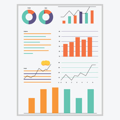 A financial report with charts and graphs. vector art illustration