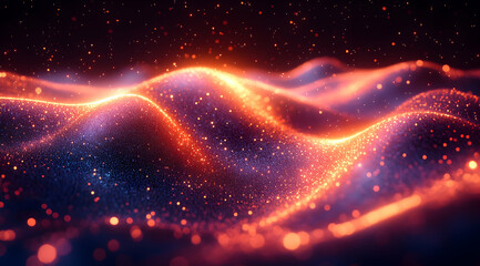 Obraz premium Abstract 3D Background with Orange and Blue Glowing Particles