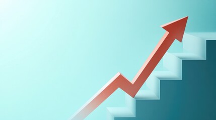 An abstract upward arrow on a clear background, symbolizing positive growth with copy space for messaging.