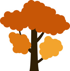 The Trees with the Most Vibrant Fall Leaf Colors. Tree icon, simple silhouettes. Forest. Flat trees set, pines, spruces, conifers and deciduous trees. Autumn Leafs isolated vector illustration.