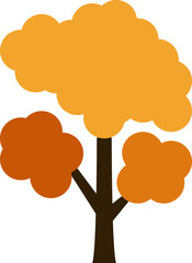 The Trees with the Most Vibrant Fall Leaf Colors. Tree icon, simple silhouettes. Forest. Flat trees set, pines, spruces, conifers and deciduous trees. Autumn Leafs isolated vector illustration.