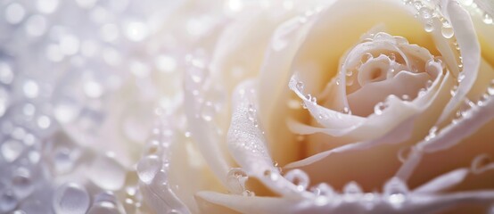 Fototapeta premium Close-up of a delicate white rose with soft bokeh background in warm tones.