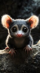 Fototapeta premium Stunning High-Resolution Possum Photo, Highlighting Its Large Eyes and Pink Nose Image