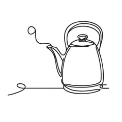 Kettle. Icon. Vector drawing. One line art. A simple drawing of a continuous line of a kitchen electric appliance.