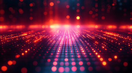 Fototapeta premium Abstract Background with Red and Orange Lights on Grid