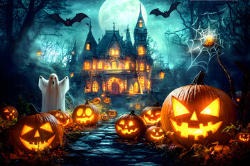 Vibrant Halloween Monster Mashup - Colorful Spooky Creature Illustration