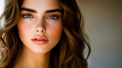 Fototapeta premium Close-up portrait of a young attractive woman.