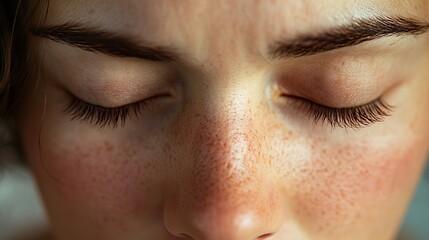 Obraz premium Close-Up of Woman Face Showing Expressed Discomfort