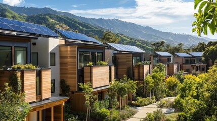 Sustainable Living: Modern Townhouses in California's Green Valley. AI generated illustration