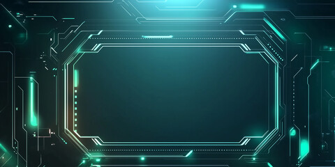 High-tech futuristic text box template with clean, sleek design elements, perfect for modern digital interfaces and presentations. Minimalist style with sharp lines, geometric shapes, and a vibrant co