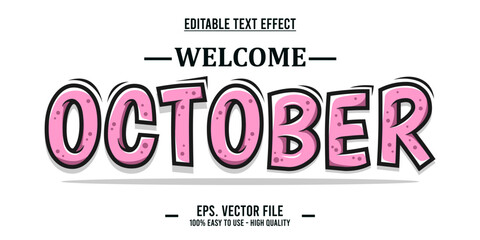 editable text effect welcome october typography