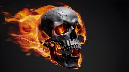 Burning Skull with Flames