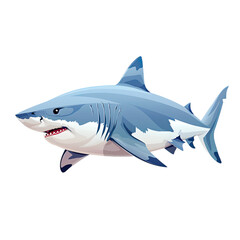 Obraz premium Flat vector illustration of a shark swimming, minimal style, white background.