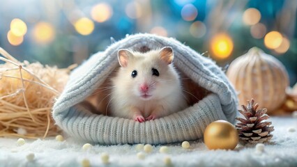 Adorable Winter White Hamster Available for Sale in a Cozy Habitat with Soft Bedding and Toys