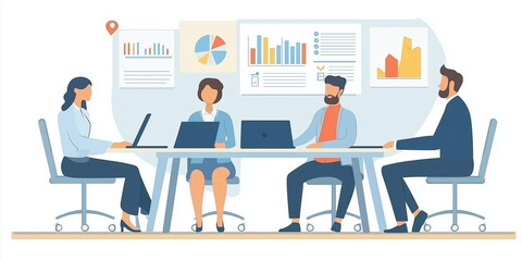 Business people, strategy meeting and presentation in office for budget, audit and financial report