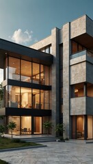 Detailed 3D design of a modern building.