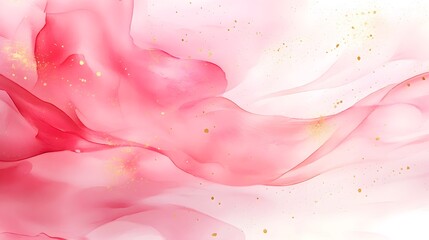 A soft, pink alcohol ink painting with rose petals flowing in the wind, creating an ethereal and dreamy atmosphere
