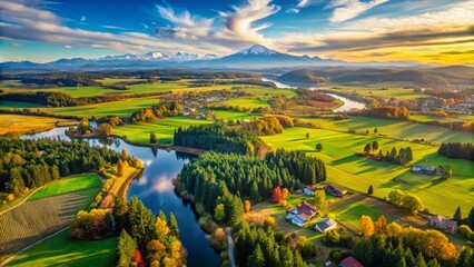 Fototapeta premium Aerial View of Washington State Counties Showcasing Diverse Landscapes and Natural Beauty