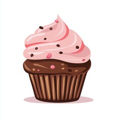 Happy Chocolate Cupcake Day vector illustration with cupcake on a white background for greeting card, poster, or banner design. chocolate day holiday