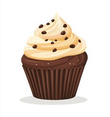 Happy Chocolate Cupcake Day vector illustration with cupcake on a white background for greeting card, poster, or banner design. chocolate day holiday