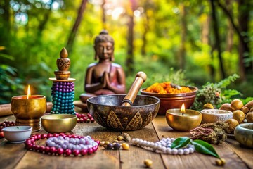 An Array of Spiritual Tools for Meditation, Healing, and Mindfulness Practices in Natural Setting