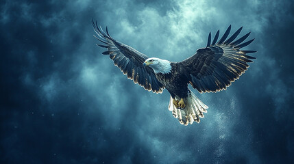 Obraz premium Eagle in Flight on Solid Background