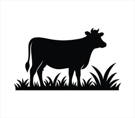 Cow silhouette vector illustration isolated on white background
