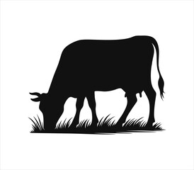 Cow silhouette vector illustration isolated on white background