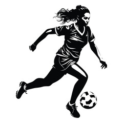 Soccer girl player silhouette vector