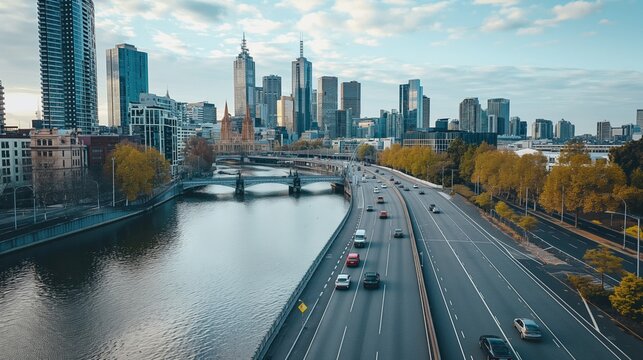 winter in the city in morning