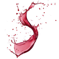 Red wine splash isolated on white transparent