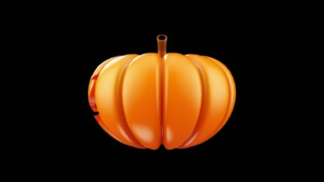 Halloween pumpkin isolated on transparent background loop animation
