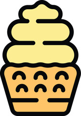 Minimalist icon of a cupcake with cream, representing confectionary, desserts, and sweet treats